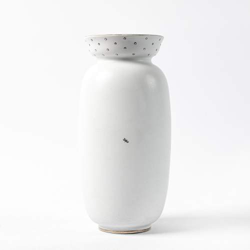 A 1960s Gustavberg Argenta Vase in White with Silver Decoration image-4