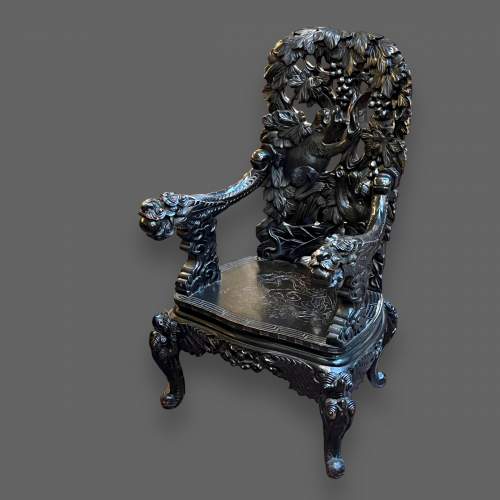 Pair of Chinese Carved Hardwood Thrones image-2