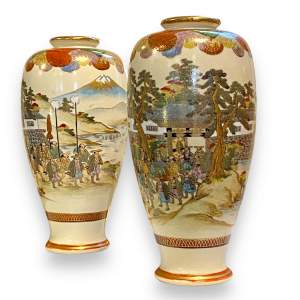 Pair of Meiji Period Satsuma Vases