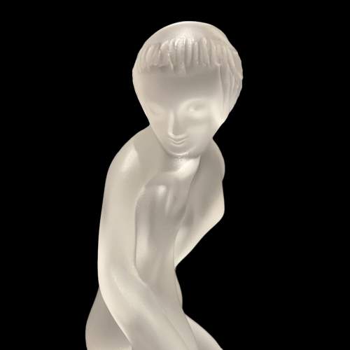 Signed Lalique Nude Leda and The Swan Figurine Paperweight image-4