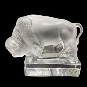 Signed Lalique Buffalo Paperweight