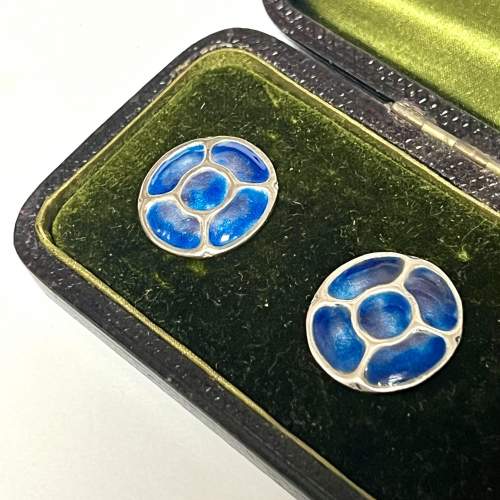 Arts & Crafts Cased Set of Silver and Enamel Buttons image-2