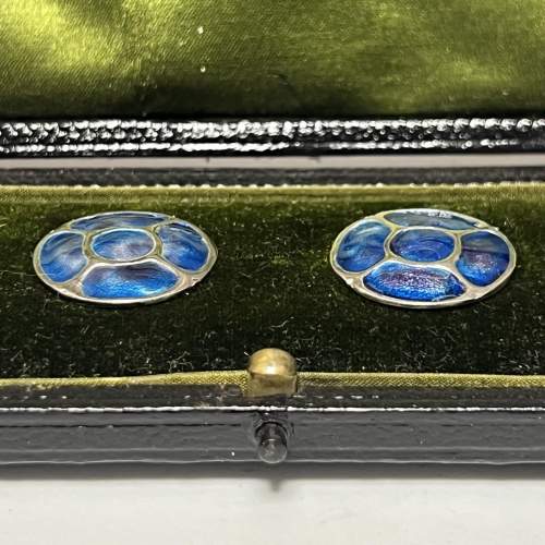 Arts & Crafts Cased Set of Silver and Enamel Buttons image-3