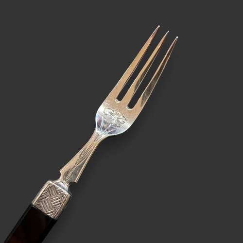 Victorian Presentation Silver Knife and Fork with Agate Handles image-2