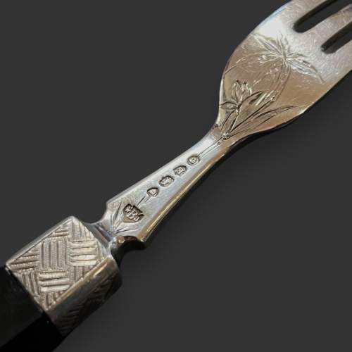 Victorian Presentation Silver Knife and Fork with Agate Handles image-5