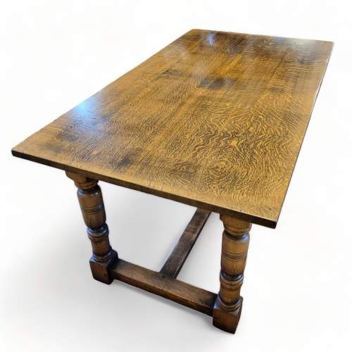Golden Oak Rectangular Refectory Table - Mid 20th Century image-3