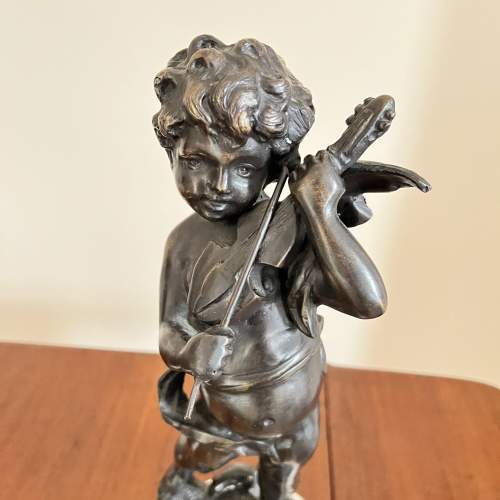 A Pair of Bronzed Cast Metal Cherubs on Marble Bases image-5