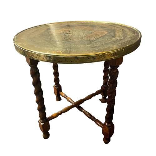 A Middle Eastern Brass Topped Occasional Table image-1