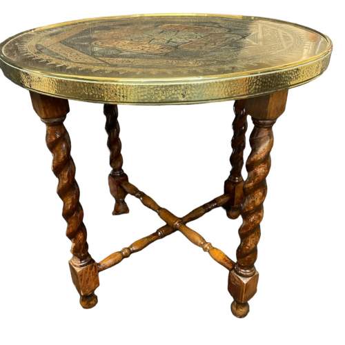 A Middle Eastern Brass Topped Occasional Table image-3