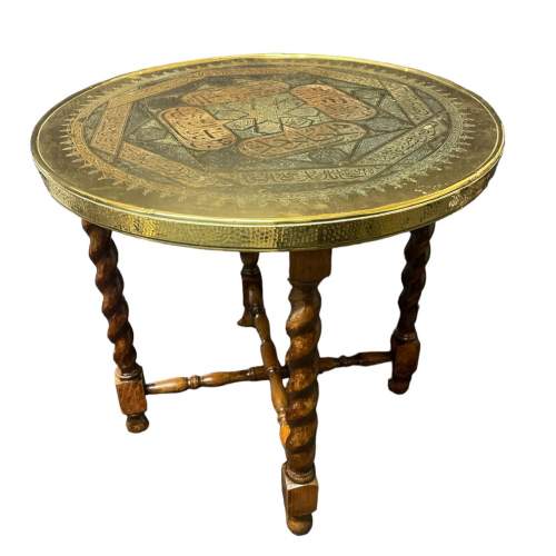 A Middle Eastern Brass Topped Occasional Table image-4