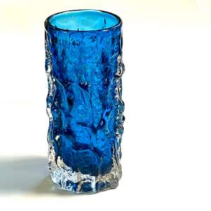 Whitefriars Glass Kingfisher Blue Bark Vase