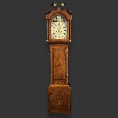 19th Century Lincolnshire Oak and Mahogany Longcase Clock image-2
