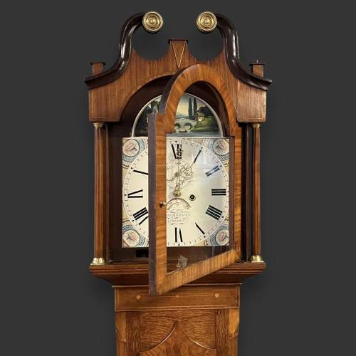 19th Century Lincolnshire Oak and Mahogany Longcase Clock image-3