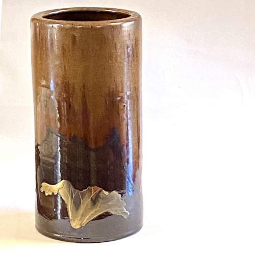Japanese Pottery Cylindrical Vase image-1