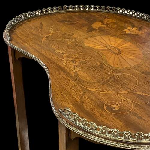 19th Century Marquetry Kidney Shaped Occasional Table image-2