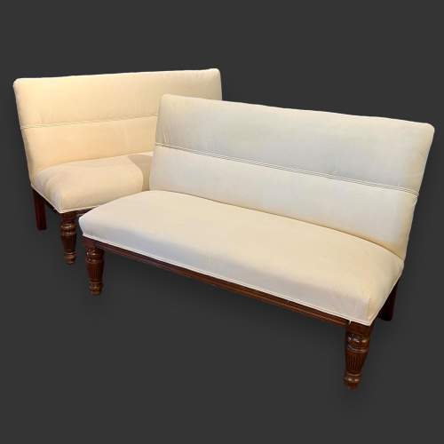 Pair of Victorian Mahogany Hall or Window Benches image-1