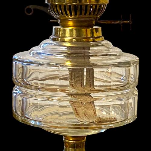 Victorian Glass and Brass Column Oil Lamp image-4