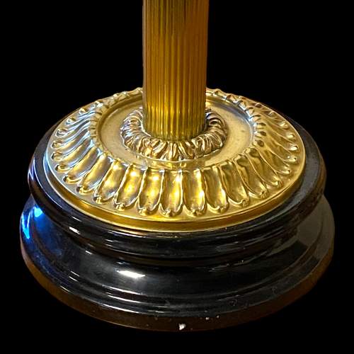 Victorian Glass and Brass Column Oil Lamp image-5