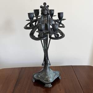 A French Bronze Art Nouveau Candleabra