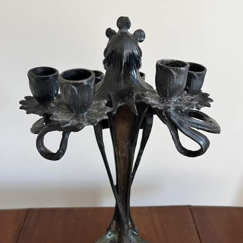 A French Bronze Art Nouveau Candleabra image-2