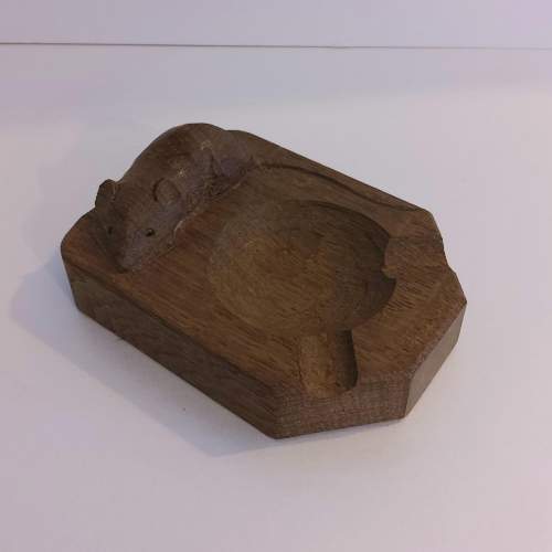 Robert Thompson Mouseman Hand Carved Oak Ashtray image-1