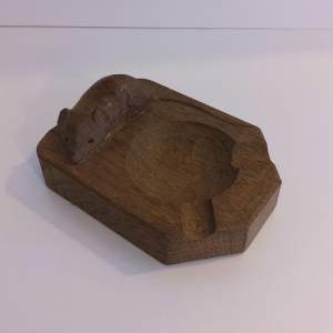 Robert Thompson Mouseman Hand Carved Oak Ashtray