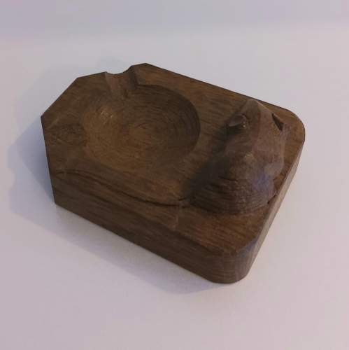 Robert Thompson Mouseman Hand Carved Oak Ashtray image-3