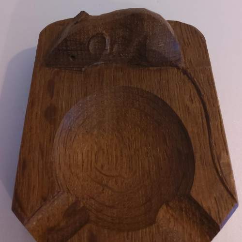 Robert Thompson Mouseman Hand Carved Oak Ashtray image-4
