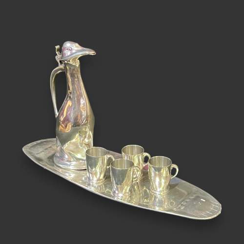Art Nouveau Novelty Duck Drinks Set. Kayserzinn Circa 1910 image-1