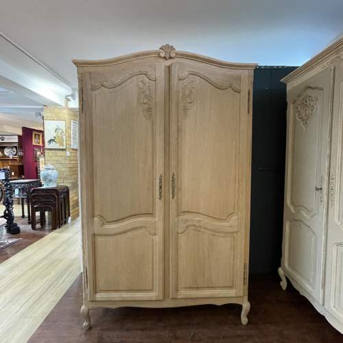 Vintage French Rustic Oak 2 Door Armoire Breakdown Wardrobe image-3