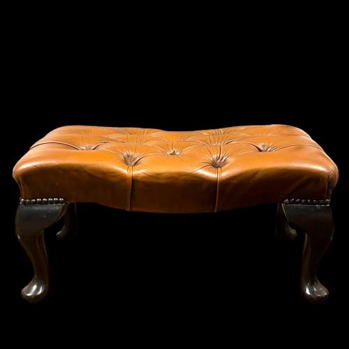 Chesterfield Deep Buttoned Brown Leather Footstool image-2