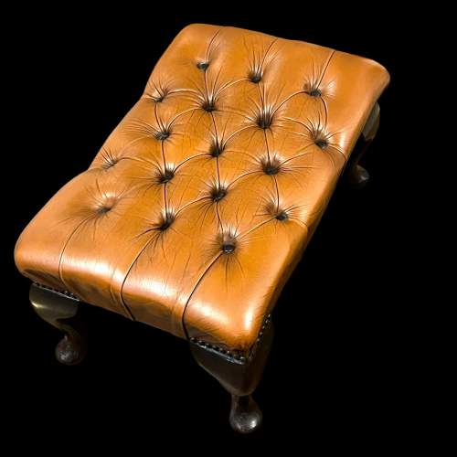 Chesterfield Deep Buttoned Brown Leather Footstool image-3