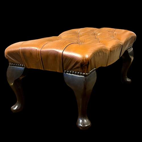Chesterfield Deep Buttoned Brown Leather Footstool image-4