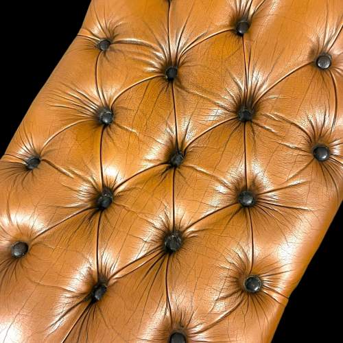 Chesterfield Deep Buttoned Brown Leather Footstool image-5