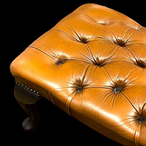 Chesterfield Deep Buttoned Brown Leather Footstool image-6
