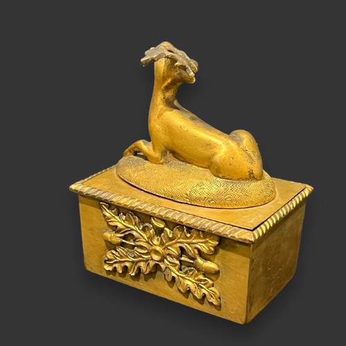 19th Century Gilt Bronze Desk Box with Stag Figure image-4