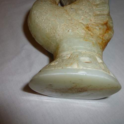 An Unusual Chinese Archiac  carved Jade  stylised Bird image-5