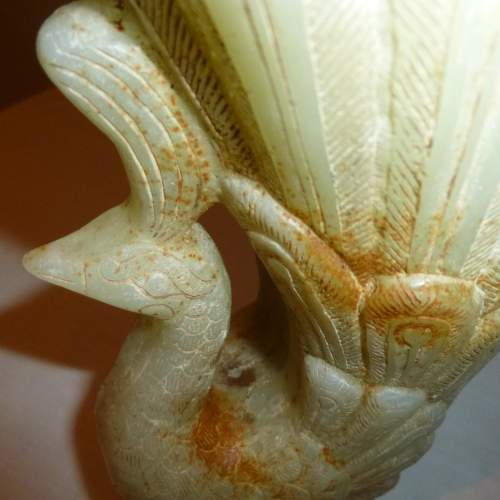 An Unusual Chinese Archiac  carved Jade  stylised Bird image-6
