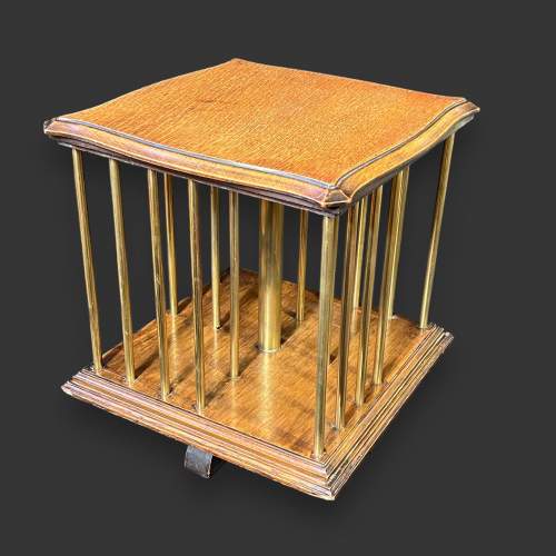 Oak and Brass Revolving Table Bookcase image-2