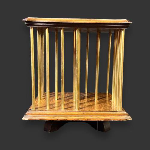 Oak and Brass Revolving Table Bookcase image-3