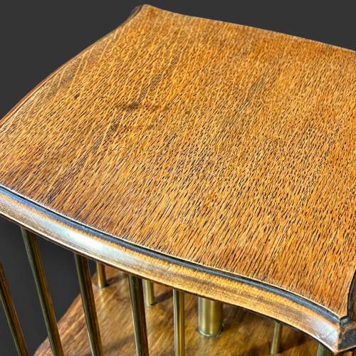 Oak and Brass Revolving Table Bookcase image-6