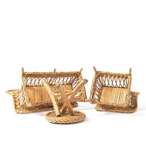 Three Pieces of Early 20th Century Miniature Cane Furniture image-6
