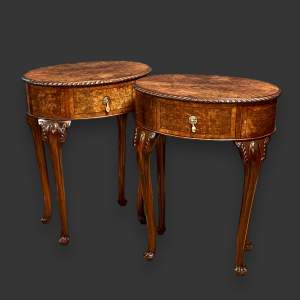 Pair of Early 20th Century Burr Walnut Side Tables