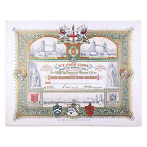 Antique Tower Bridge Invitation Card for Laying Memorial Stone