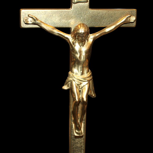 Brass Alter Figure of Christ on the Cross image-1