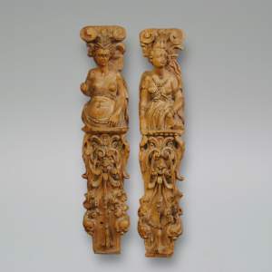 Pair of 17th Century Carved Oak Caryatids
