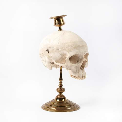 Momento Mori of a Resin Skull Candlestick image-3