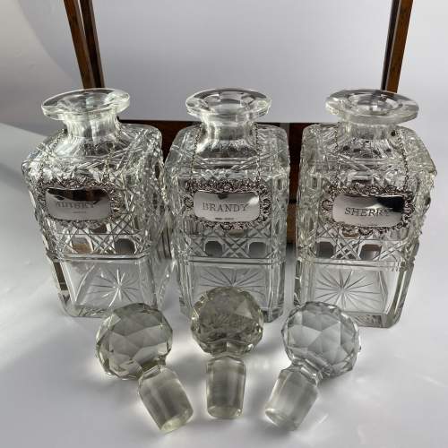 Oak Tantalus with Silver Decanter Labels Edwardian Circa 1904 image-5