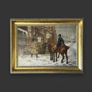 Early 20th Century Cool Comfort Oil on Canvas Painting