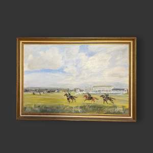 Running Out - Epsom Downs Oil on Board Painting